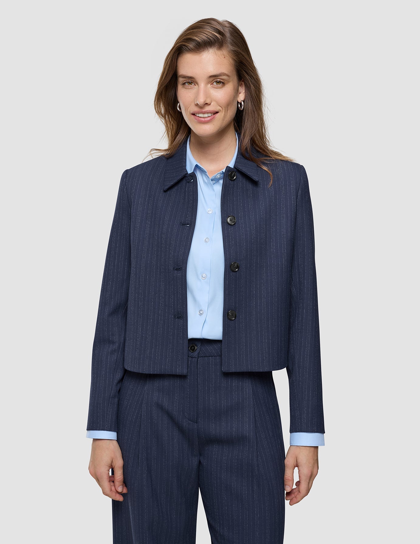 Women's Serene Short Jacket Marine Pinstripe